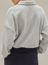 LIZAKOSHT  -  Waffle Knit Drawstring Half Zip Long Sleeve Sweatshirt